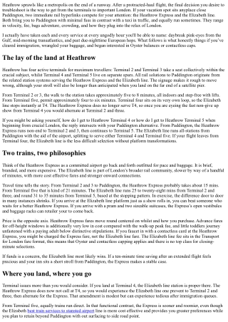 Transport from Heathrow to Paddington: Heathrow Express vs. Elizabeth Line