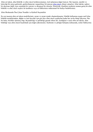 Altın Takı Tutkunlarının İlk Adresi: Şıklığın Zamansız Yansıması