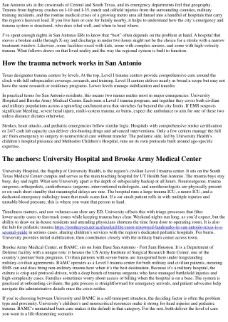 Best Clinics in San Antonio, Texas, for Emergency and Trauma Care