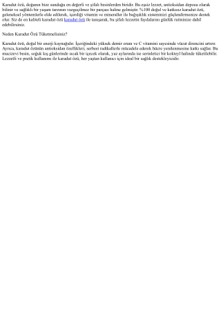 Karadut Özü: Doğanın Şifalı Lezzeti ile Tanışın