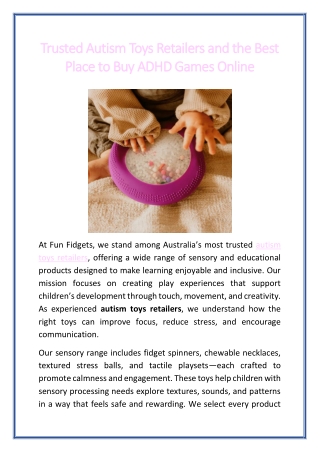 Trusted Autism Toys Retailers and the Best Place to Buy ADHD Games Online