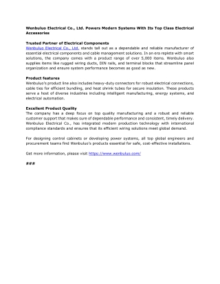 Wenbuluo Electrical Co., Ltd.