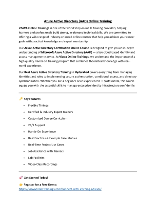 Azure Active Directory Online Training Institute in Hyderabad