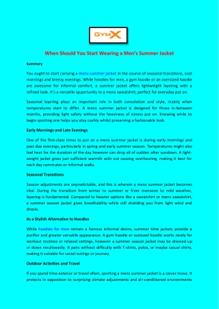 When Should You Start Wearing a Mens Summer Jacket