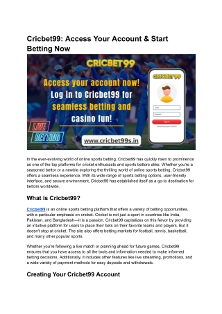 Cricbet99_ Access Your Account & Start Betting Now