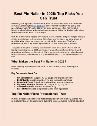 Best Pin Nailer in 2026 - Top Picks You Can Trust