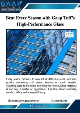 High-Performance Glass for Residential Buildings – Gaap Tuff