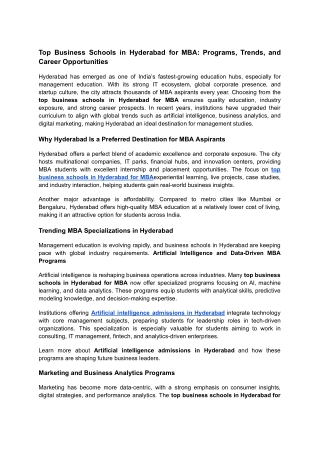 Top Business Schools in Hyderabad for MBA_ Programs, Trends, and Career Opportunities