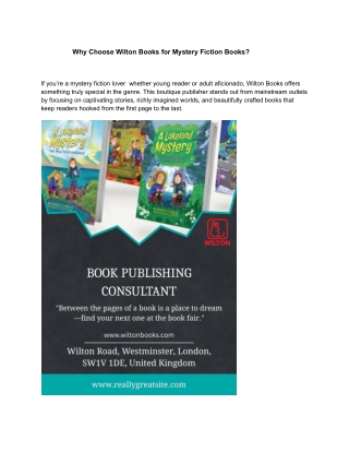 Why Choose Wilton Books for Mystery Fiction Books?
