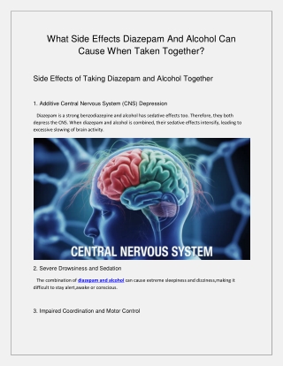 What side effects Diazepam and alcohol can cause when taken together