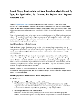 Breast Biopsy Devices Market Size & Growth Trends, 2035
