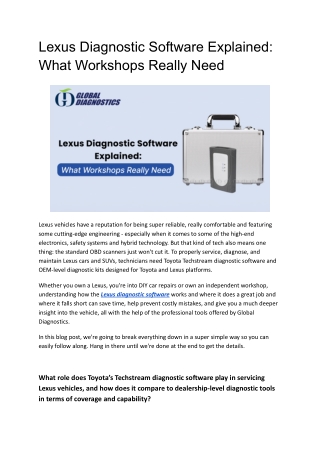 Lexus Diagnostic Software Explained_ What Workshops Really Need