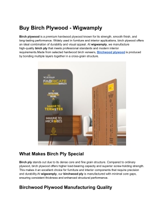 Buy Birch Plywood - Wigwamply