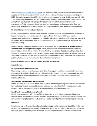 Electrical Therapy Devices Market Size, Growth and Outlook 2026-2035