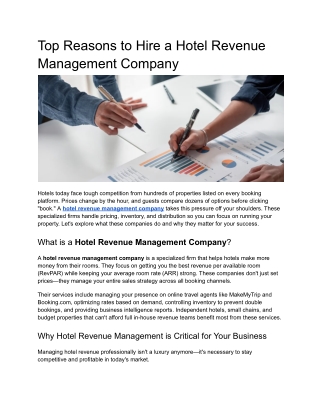 Hotel Revenue Management Company