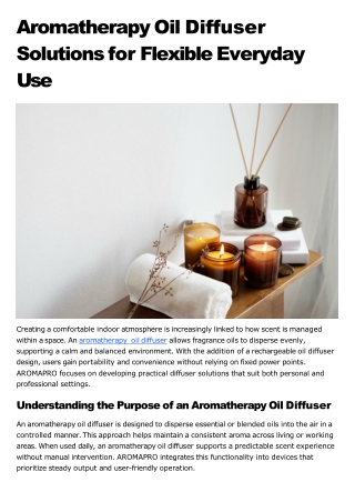 Aromatherapy Oil Diffuser Solutions for Flexible Everyday Use