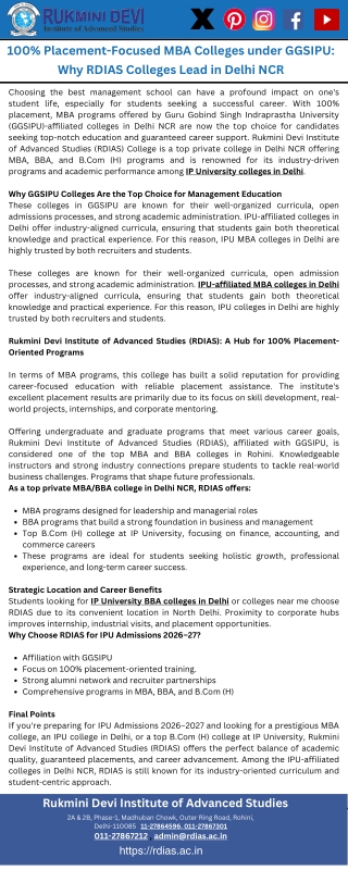100% Placement-Oriented MBA & BBA College under GGSIPU in Delhi NCR – RDIAS Coll
