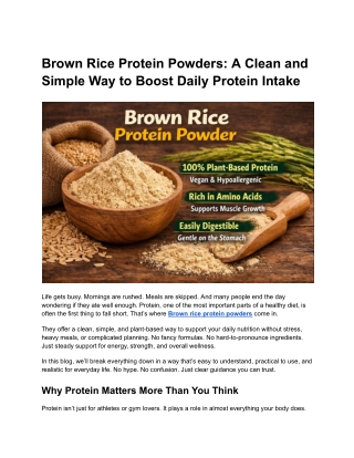 Brown Rice Protein Powders_ A Clean and Simple Way to Boost Daily Protein Intake