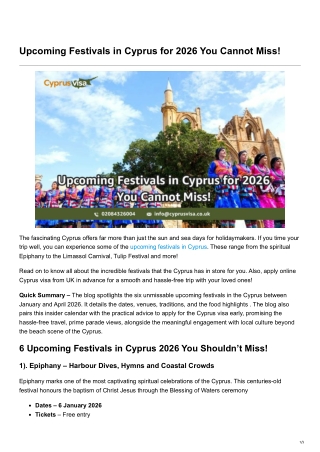 Upcoming Festivals in Cyprus for 2026 You Cannot Miss