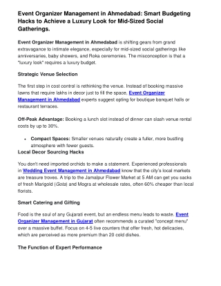 Event Organizer Management in Ahmedabad Smart Budgeting Hacks to Achieve a Luxury Look for Mid-Sized Social Gatherings.