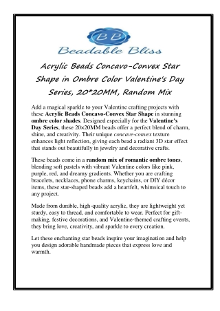 Acrylic Beads Concavo-Convex Star Shape in Ombre Color Valentine's Day Series, 20_20MM, Random Mix