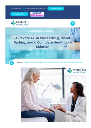 A Private GP in West Ealing, Blood Testing, and a Complete Healthcare Solution