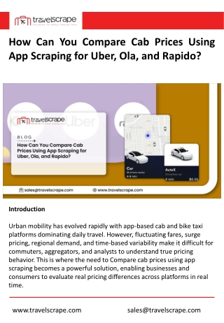 Compare Cab Prices Using App Scraping for Uber, Ola, and Rapido