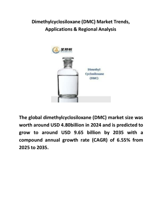 Dimethylcyclosiloxane (DMC) Market Trends, Applications & Regional Analysis