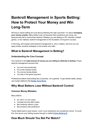 Bankroll Management in Sports Betting: Smart Ways to Protect Your Money