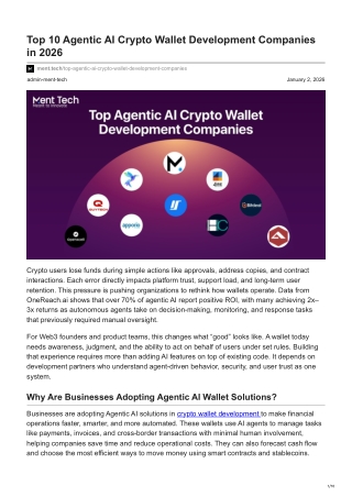 ment.tech-Top 10 Agentic AI Crypto Wallet Development Companies in 2026