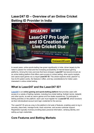 Laser247 ID – Overview of an Online Cricket Betting ID Provider in India