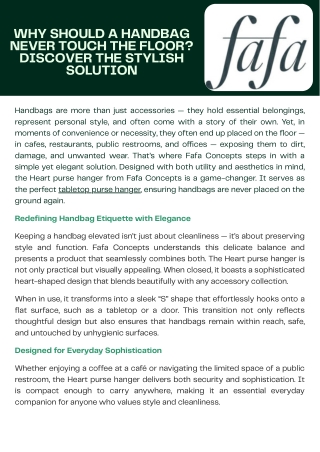 Why Should a Handbag Never Touch the Floor Discover the Stylish Solution