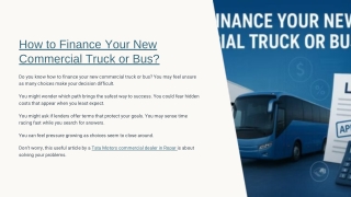 How to Finance Your New Commercial Truck or Bus?
