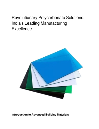 Revolutionary Polycarbonate Solutions_ India's Leading Manufacturing Excellence