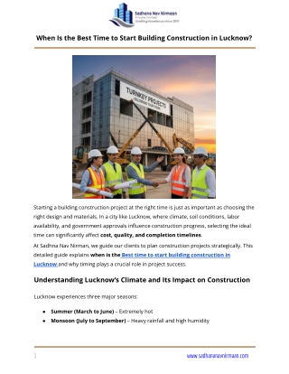 Best Time to Start Building Construction in Lucknow