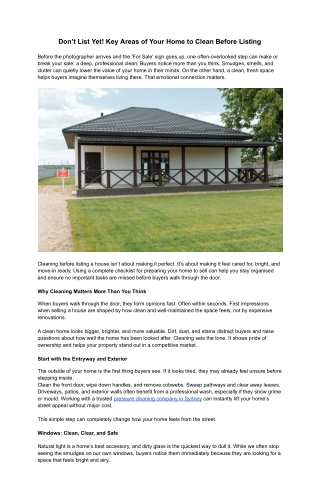 Don’t List Yet! Key Areas of Your Home to Clean Before Listing