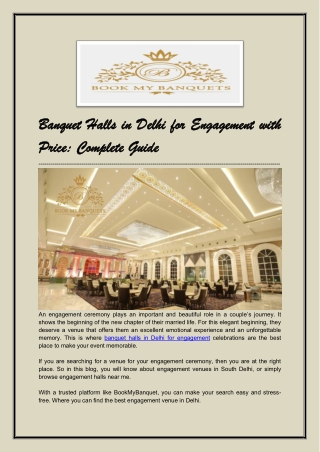 Banquet Halls in Delhi for Engagement with Price