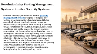 Omnitec Security Systems UAE Revolutionizing Parking Management