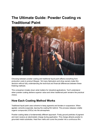 The Ultimate Guide: Powder Coating vs Traditional Paint