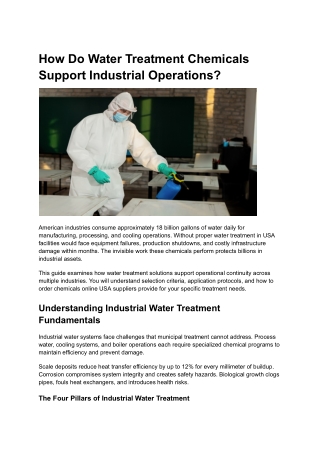 How Do Water Treatment Chemicals Support Industrial Operations