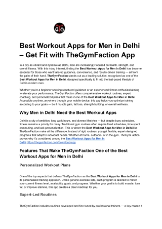 Best Workout Apps for Men in Delhi – Get Fit with TheGymFaction App