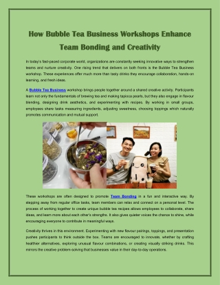 How Bubble Tea Business Workshops Enhance Team Bonding and Creativity