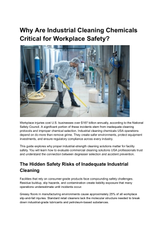 Why Are Industrial Cleaning Chemicals Critical for Workplace Safety_