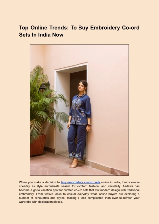 Top Online Trends to Buy Embroidery Co-Ord Sets in India Now