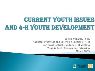 Current Youth Issues and 4-H Youth Development