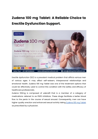 Zudena 100 mg Tablet | Udenafil 100 mg - Buy Online - Oddway
