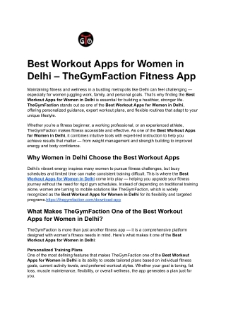 Best Workout Apps for Women in Delhi – TheGymFaction Fitness App