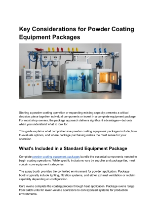 Key Considerations for Powder Coating Equipment Packages