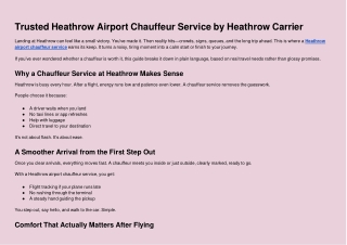 Trusted Heathrow Airport Chauffeur Service by Heathrow Carrier