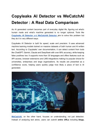 Copyleaks AI Detector vs WeCatchAI Detector _ A Real Data Comparison